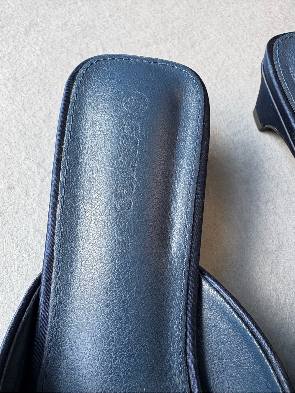 Navy Mules Low Kitten Heel Closed Square Toe Slip On Dress Shoes sz 10 (big 9.5) - Picture 5 of 5